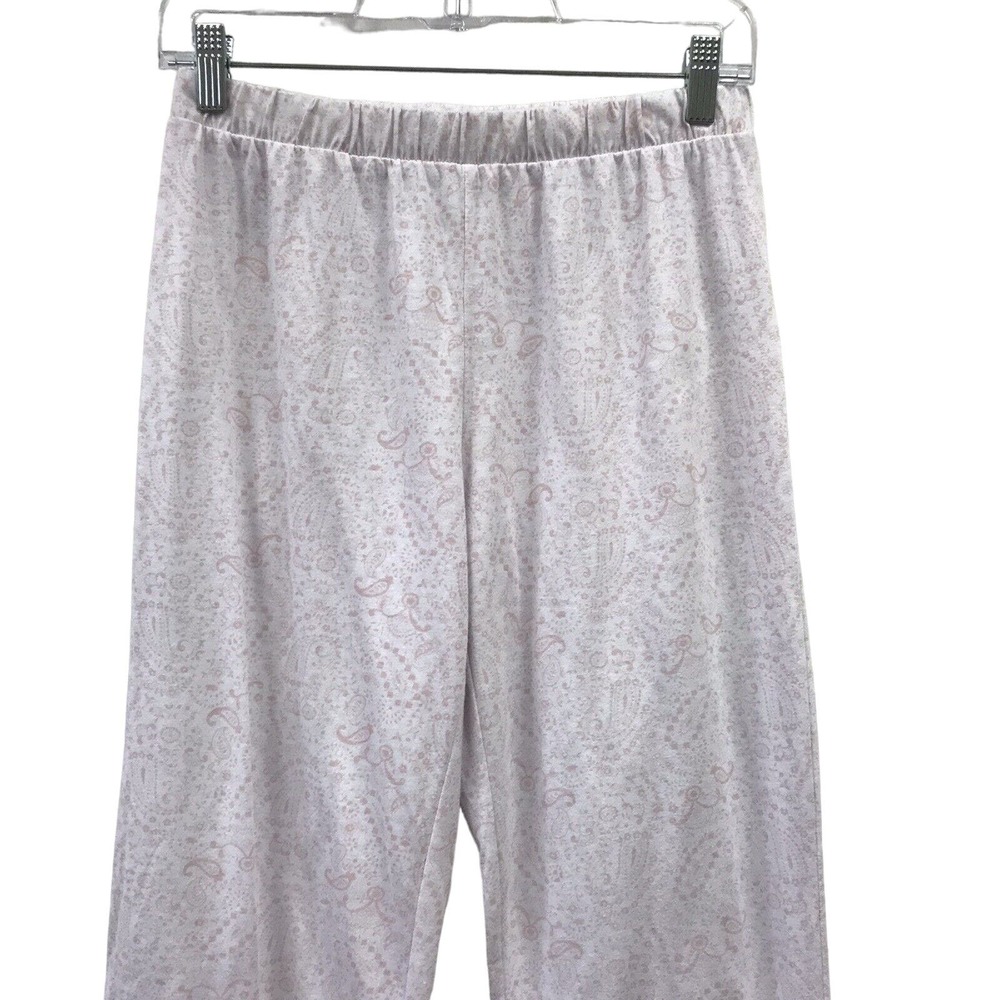 Southland Sleepwear Lounge Pants Womens Small White Pink Elastic Waist Pajama